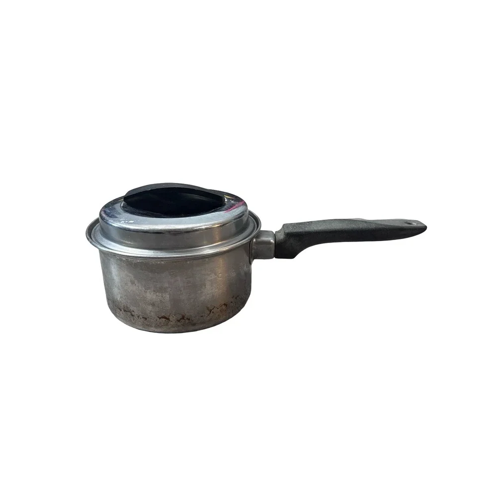 Ekco Flint Stainless Steel 1 Qt Saucepan with Lid‎ Vintage USA Cookware Silver